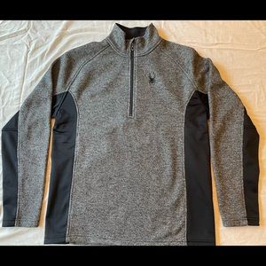 Brand new men’s Spyder zip up sweater. Large. Grey and black